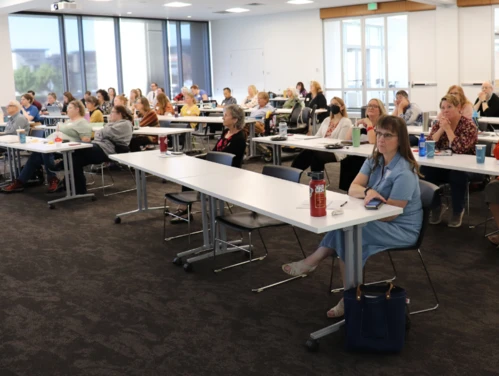 Librarians in a classroom setting attending the Learning Circuit.