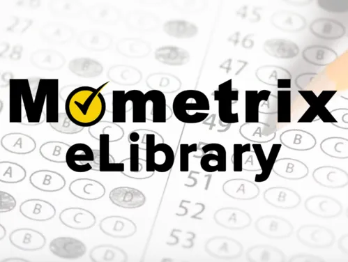 Mometrix eLibrary logo superimposed on top of an image of a test answer sheet.