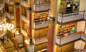 Interior of the Law Library looking down from the top tier.