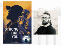Book cover of Strong Like You next to headshot of author T.L. Simpson.