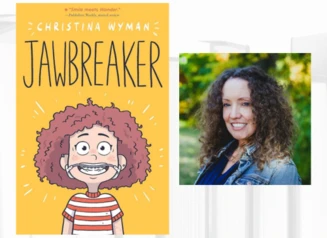 Book cover of Jawbreaker next to headshot of author Christina Wyman.
