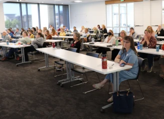 Librarians in a classroom setting attending the Learning Circuit.