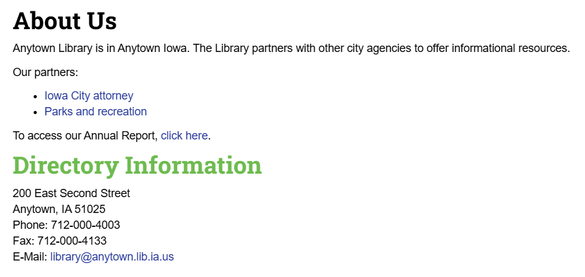 Purpose Link Examples Concept 4: Hyperlinks | State Library of Iowa