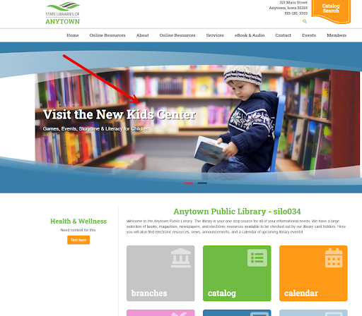 PLOW website homepage showing an example of text overlaid on an image that does not meet color contrast requirements.